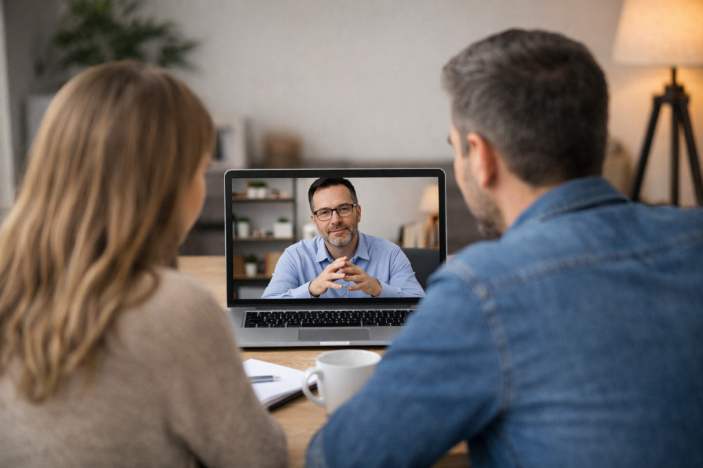 thérapeute de couple consultation en ligne accompagnement relation de couple en visio